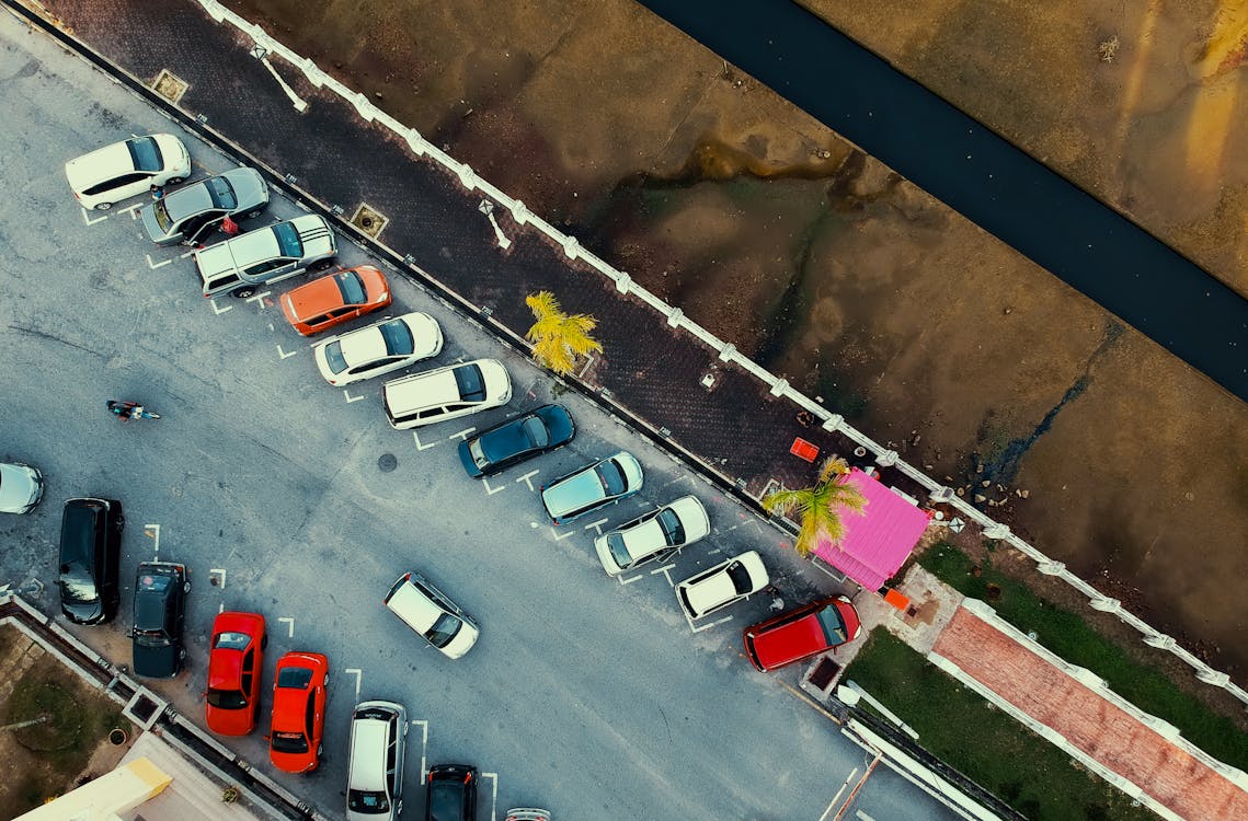 Free Bird's Eye View of Parked Cars Stock Photo