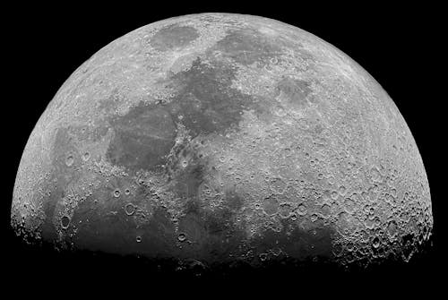 Close-Up Shot of a Half Moon 