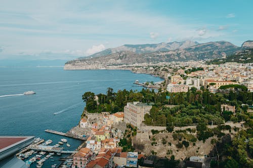 An Aerial Shot of a Coastal City