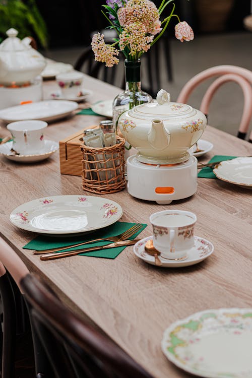 Free Dishware on a Table Stock Photo