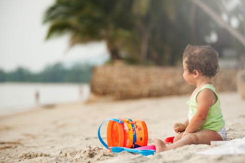 Free Baby Wearing Green Tank Top  Stock Photo