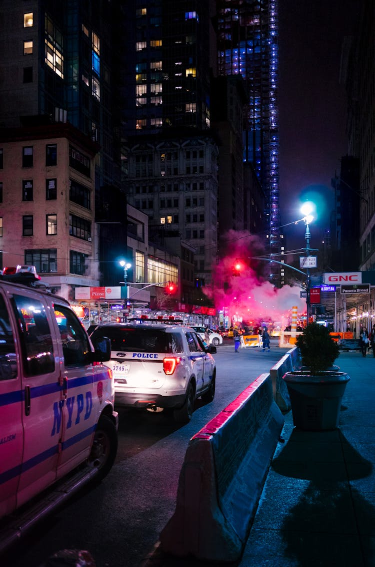 Police On Street At Night