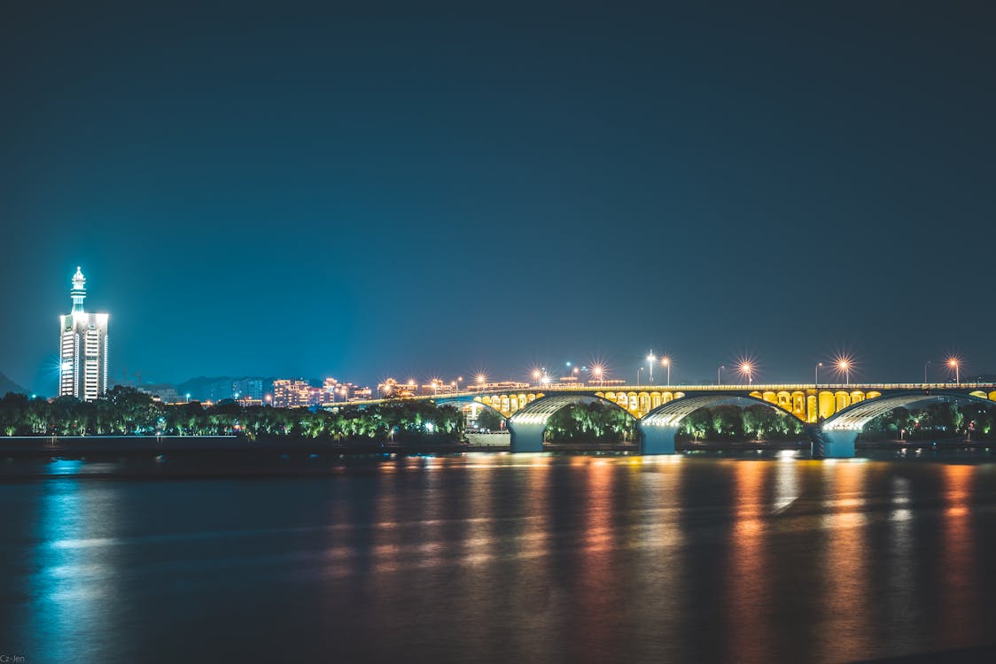 Бесплатное стоковое фото с вашингтон, ключевой мост, ночью, вечером