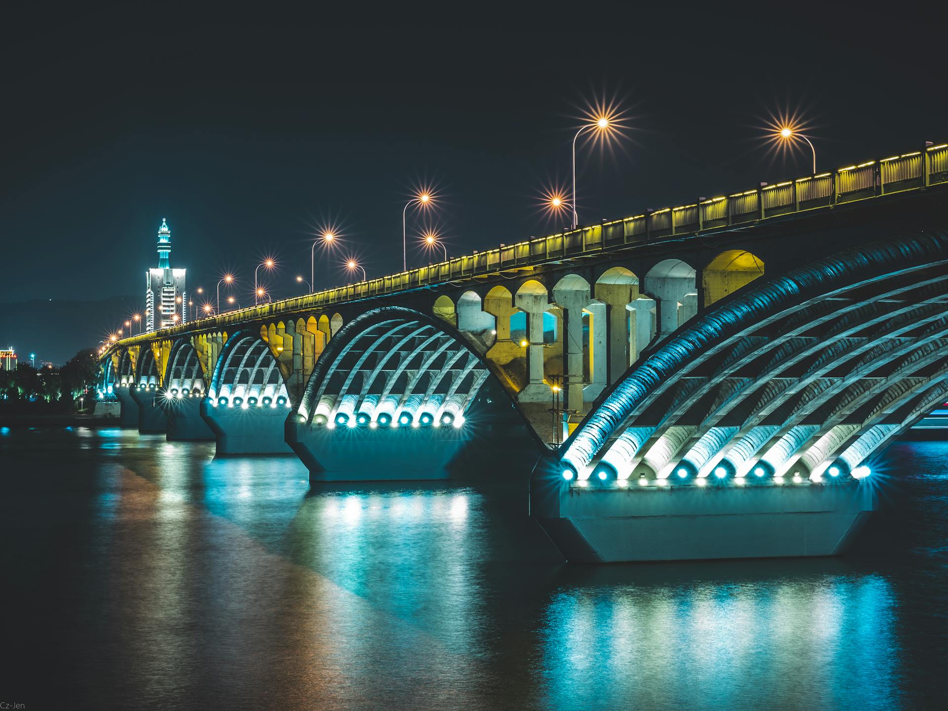 The Francis Scott Key Memorial Bridge at Night