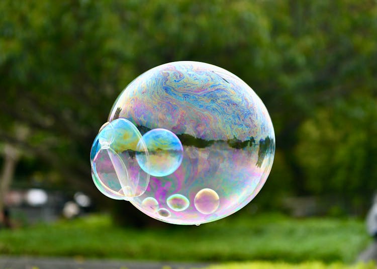 Close-Up Shot Of Floating Bubbles