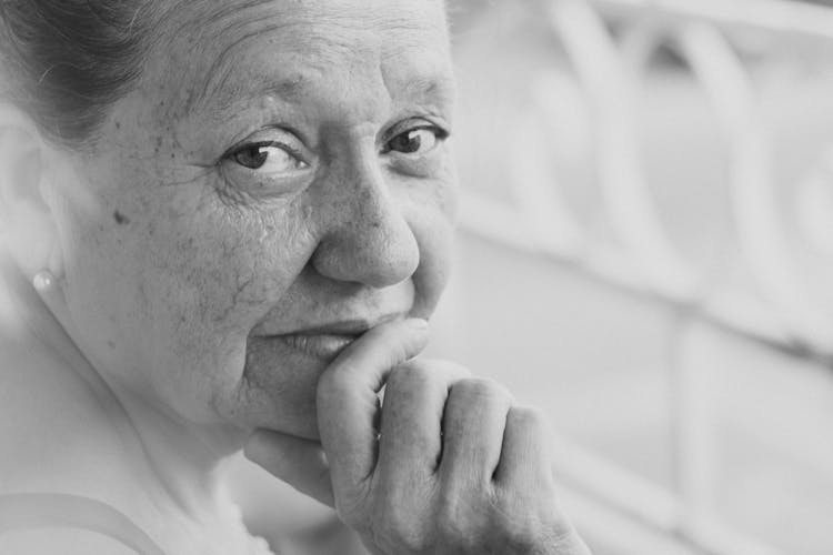 Black And White Portrait Of An Elderly Woman