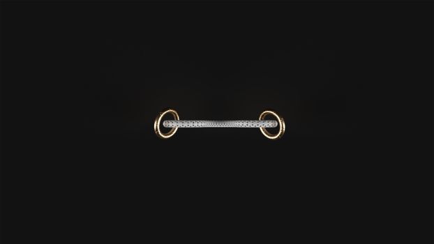Minimalist image of a rope with golden rings against a black background. — photo by Hammad Hassan