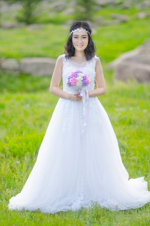 Woman Wearing Bridal Gown
