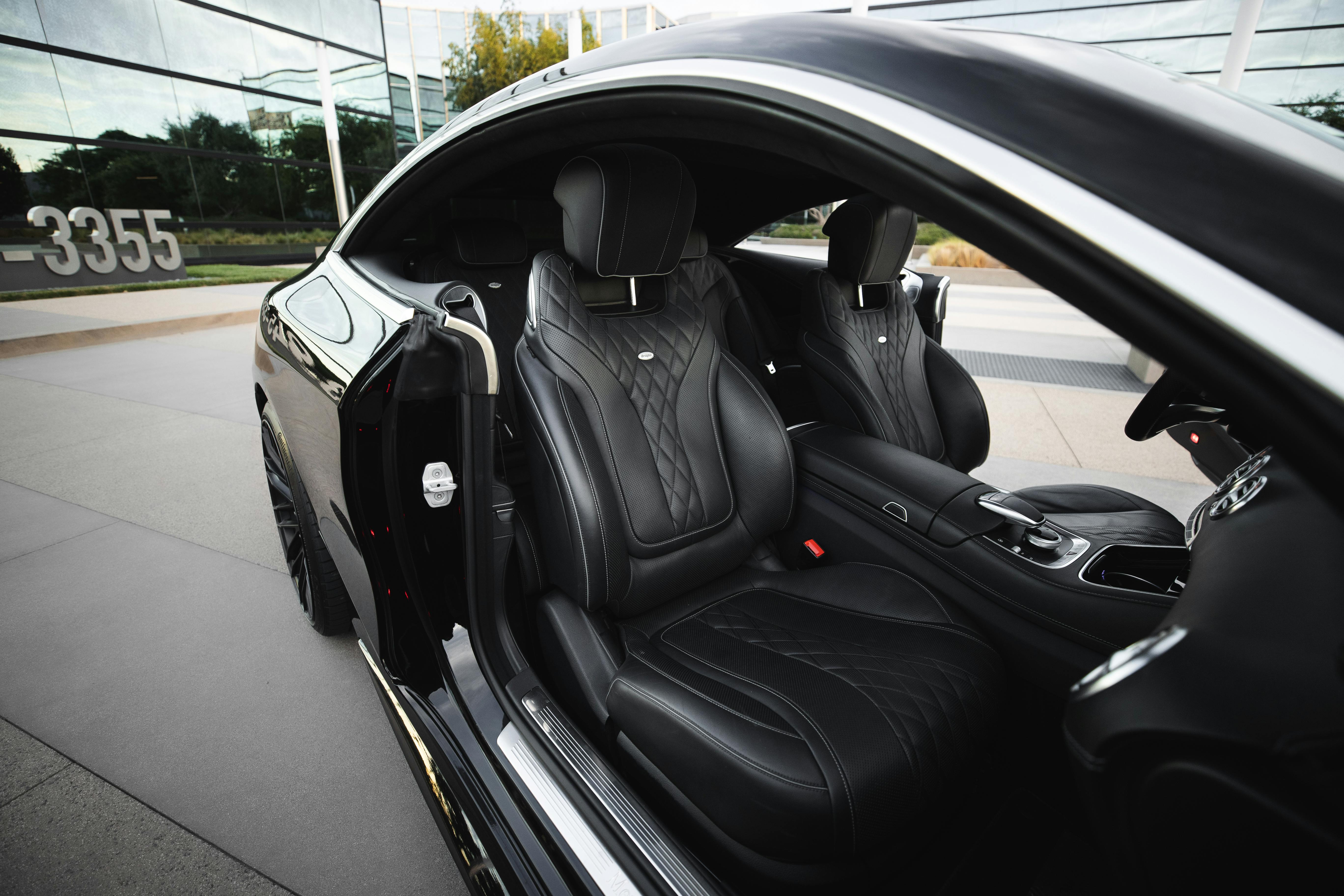 Back Seat Interior Of A Luxury Car Stock Photo - Download Image