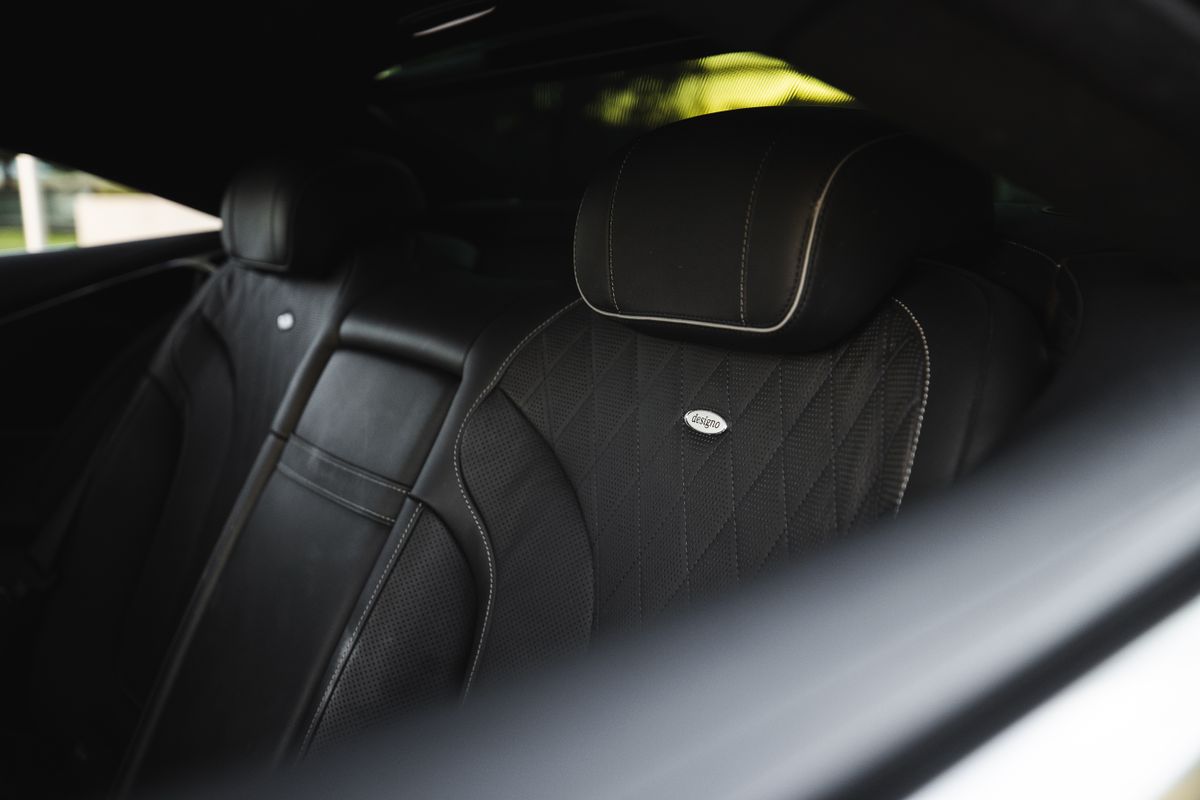 Black leather car seat interior