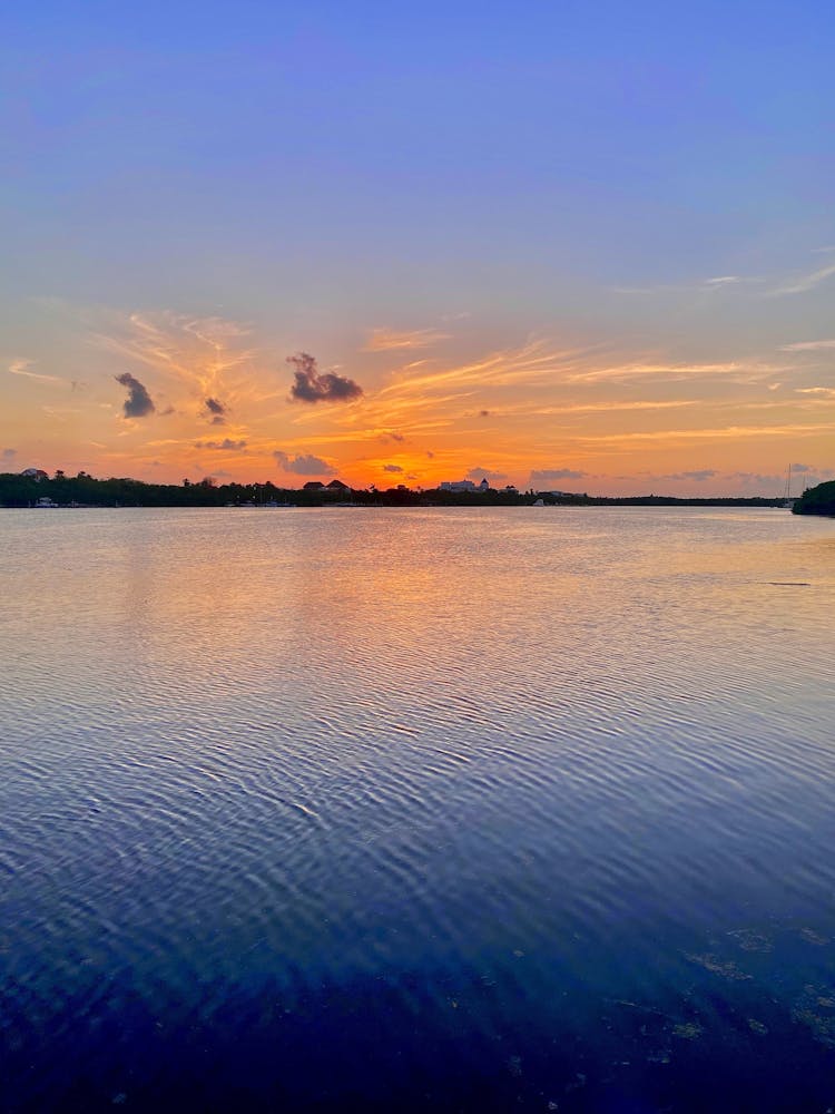 Orange Sunrise Over Lake