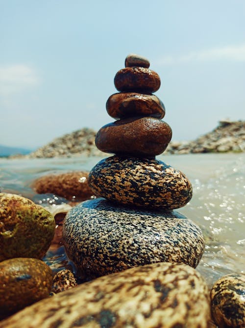 Free A Stack of Wet Stones Stock Photo