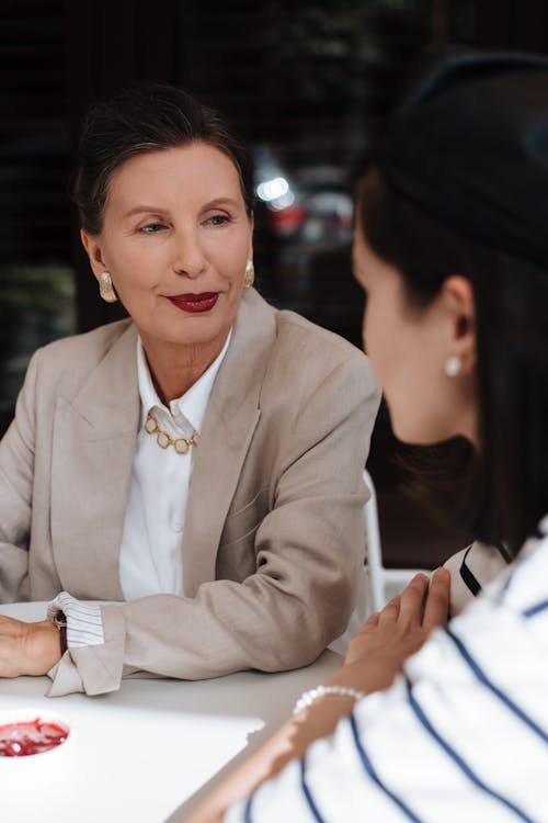 An Elderly Woman Wearing a Blazer