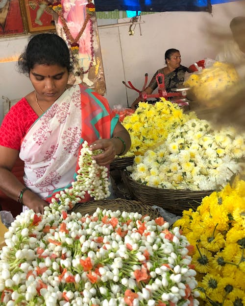 Gratis arkivbilde med blomst og dame, farger i india, hvite blomster