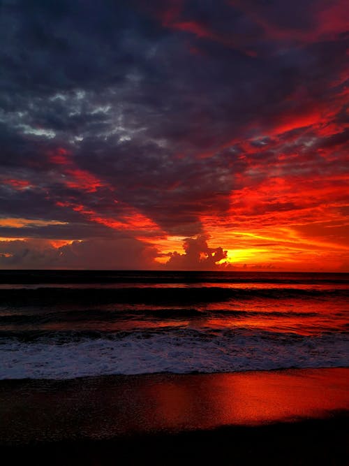 Dramatic Sky over Sea During Sunset