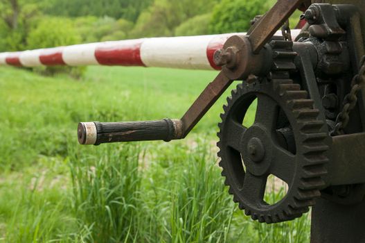 Crank and Gears of Raised Barrier 