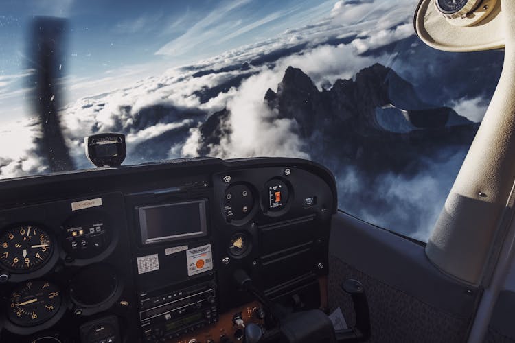 Airplane Cockpit During Flight