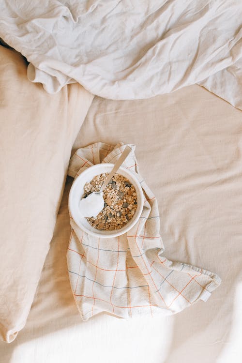 Free Granola Cereal on the Bed Stock Photo