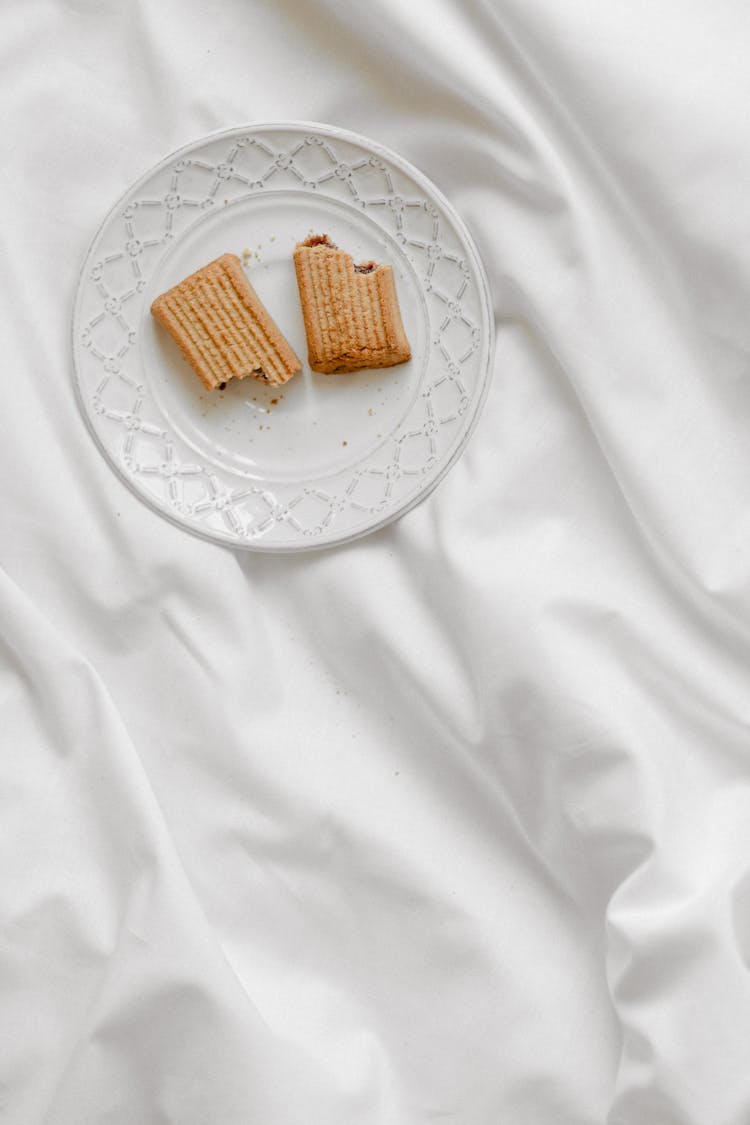 Brown Cookies On White Ceramic Plate