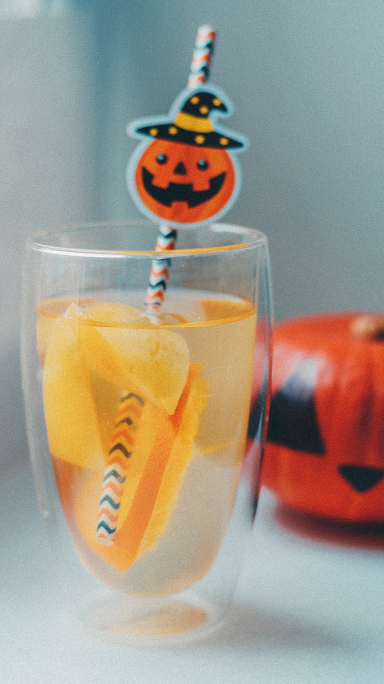 Halloween Straw In A Glass With A Drink