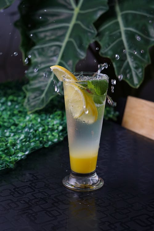 Free Glass of Cocktail Drink with Lemon Stock Photo