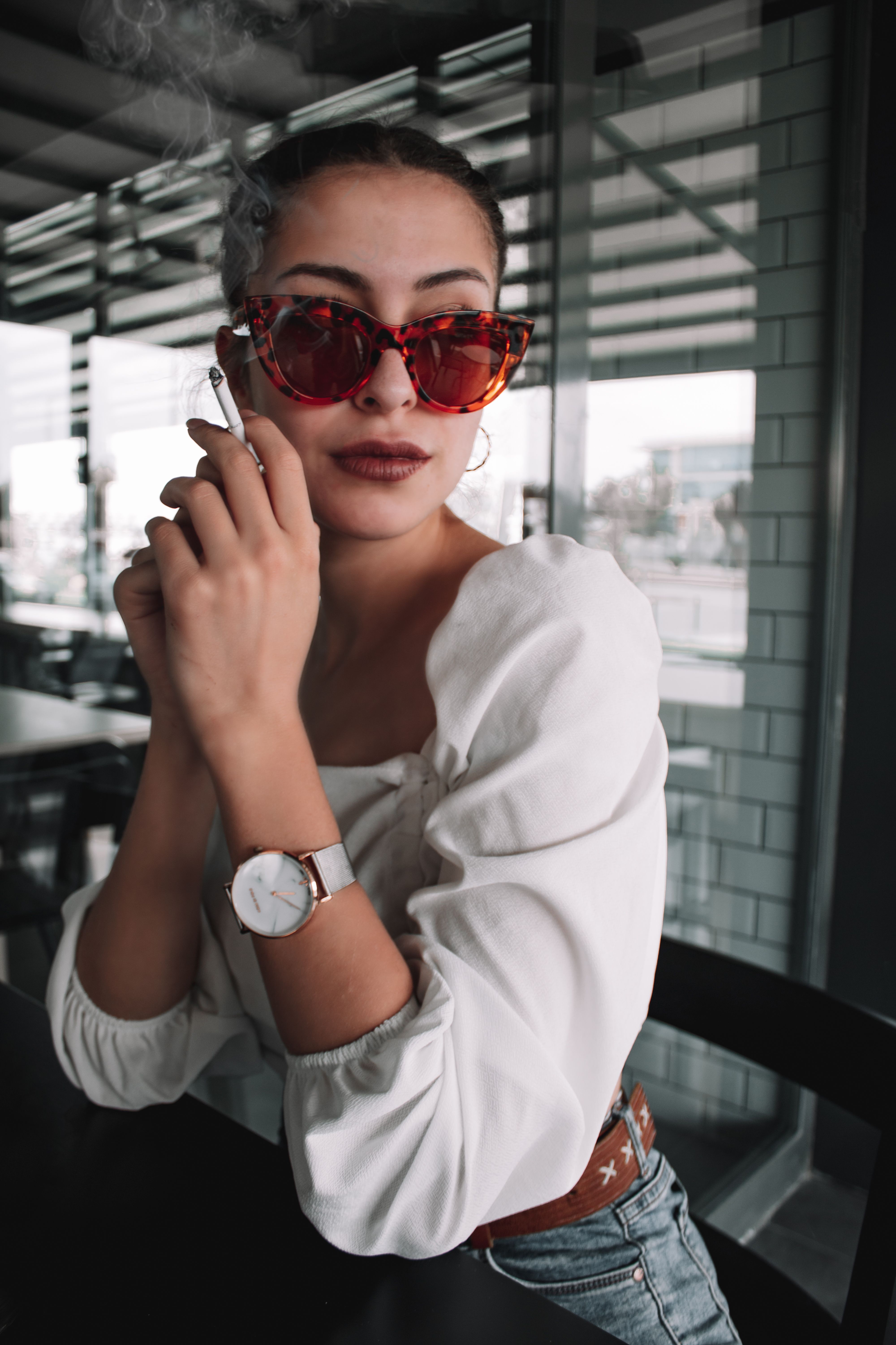 Portrait of a Woman in a White Shirt · Free Stock Photo