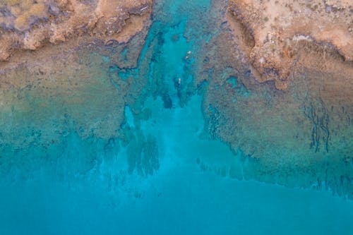 Drone Shot of an Ocean with Turquoise Water