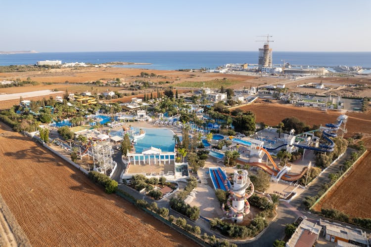 Aerial View Of The WaterWorld Waterpark In Ayia Napa, Cyprus