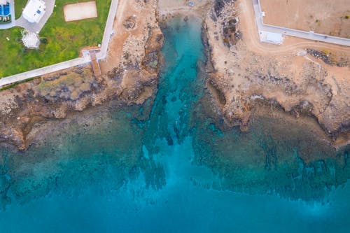 俯視圖, 土耳其藍, 岸邊 的 免费素材图片