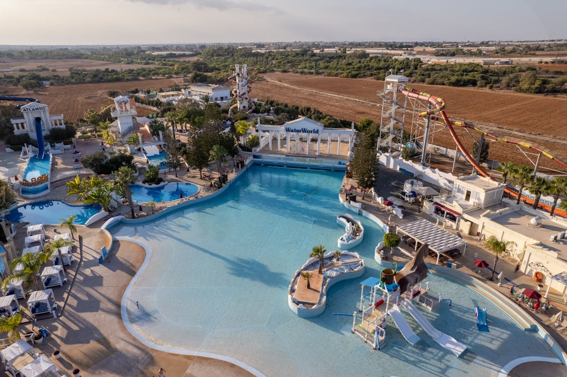 Free An Aerial View of Waterworld Themed Park in Ayia Napa, Cyprus Stock Photo