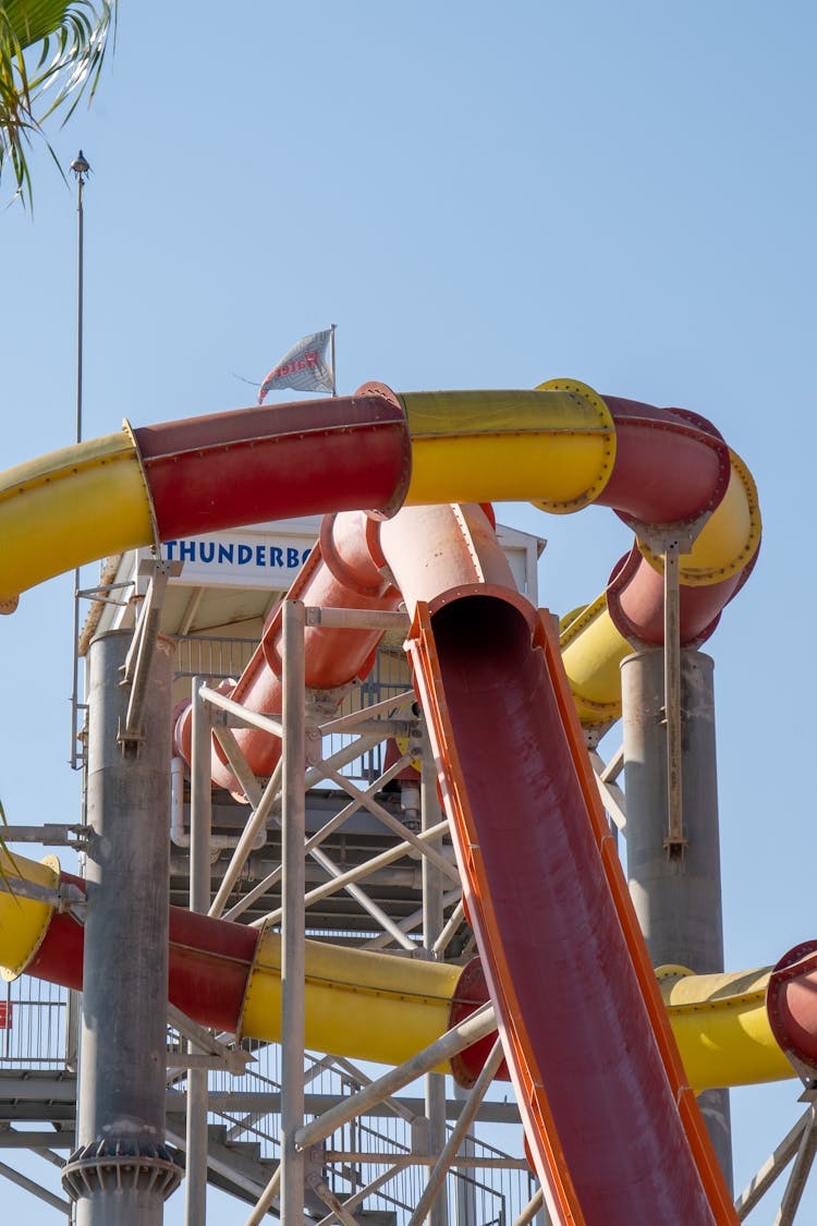 Colorful Slide In An Amusement Park 