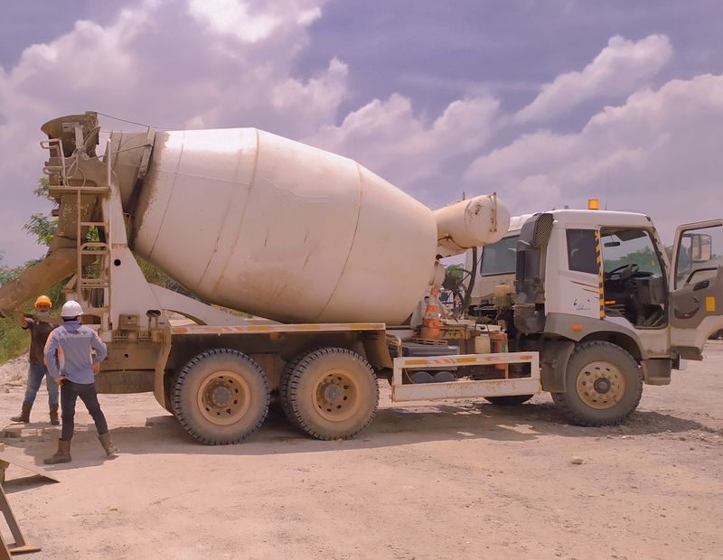 Cement truck at a construction site in Kalimantan Selatan, Indonesia