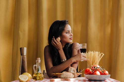 Free Portrait of Woman With Glass of Wine Stock Photo