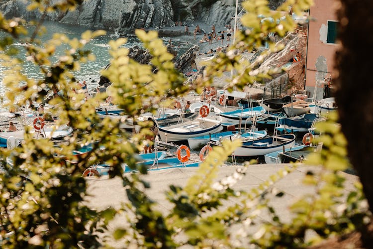 Wooden Boats In Small City Port