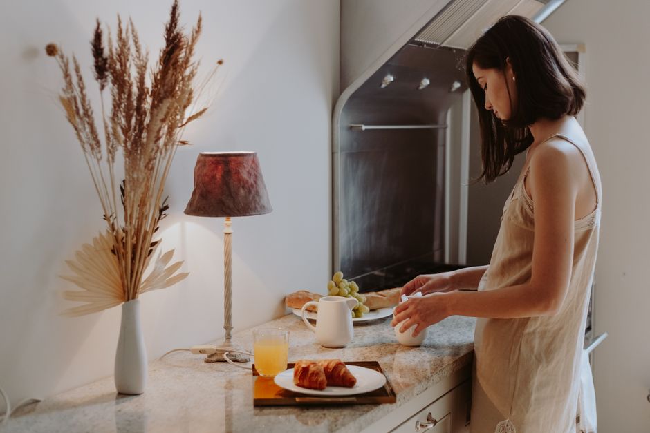 at the kitchen counter before breakfast weekday routine morning routine daily reset lifestyle photo 2