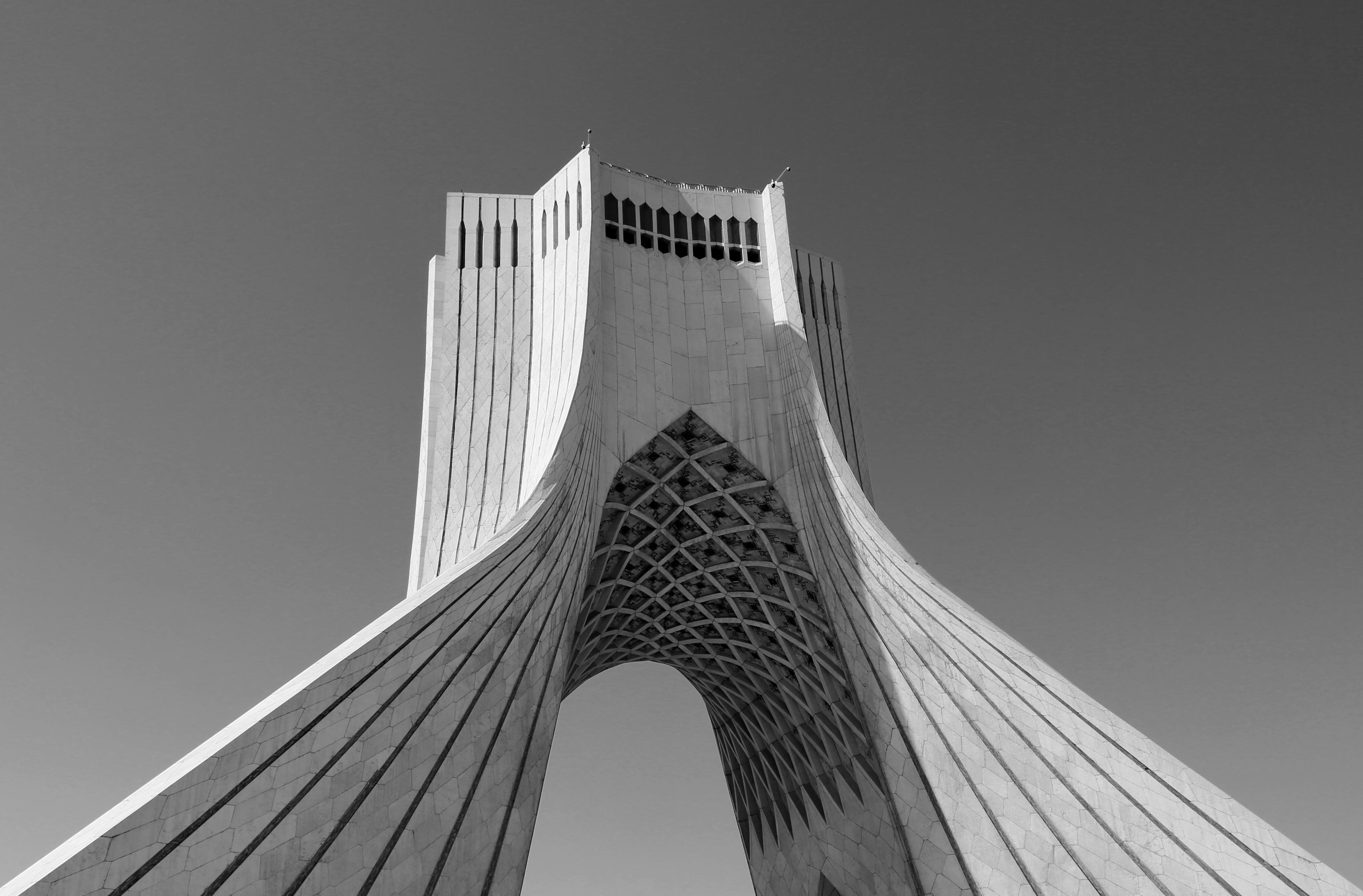 grayscale photo of azadi tower