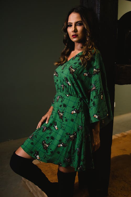 Free Photography of a Woman Wearing Green Dress Stock Photo