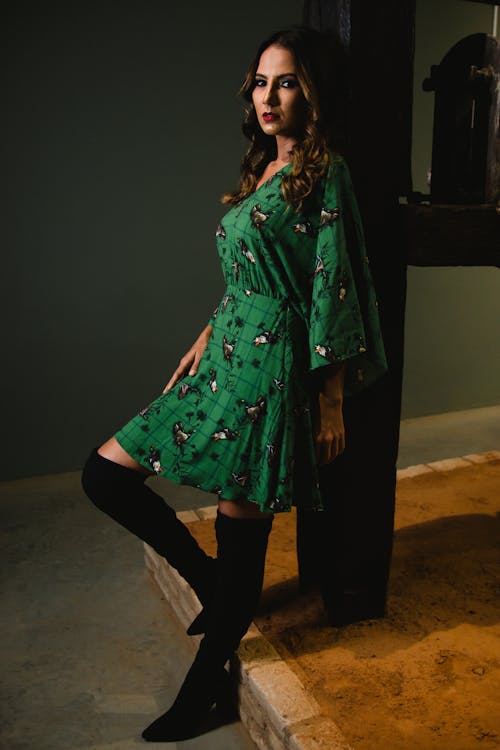 Free Photo of Woman Wearing Green Dress Stock Photo