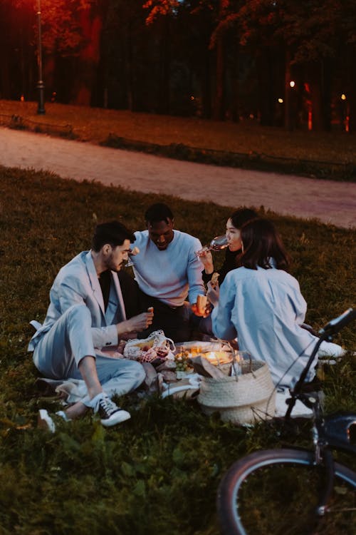 Free Group of People Having Picnic Stock Photo