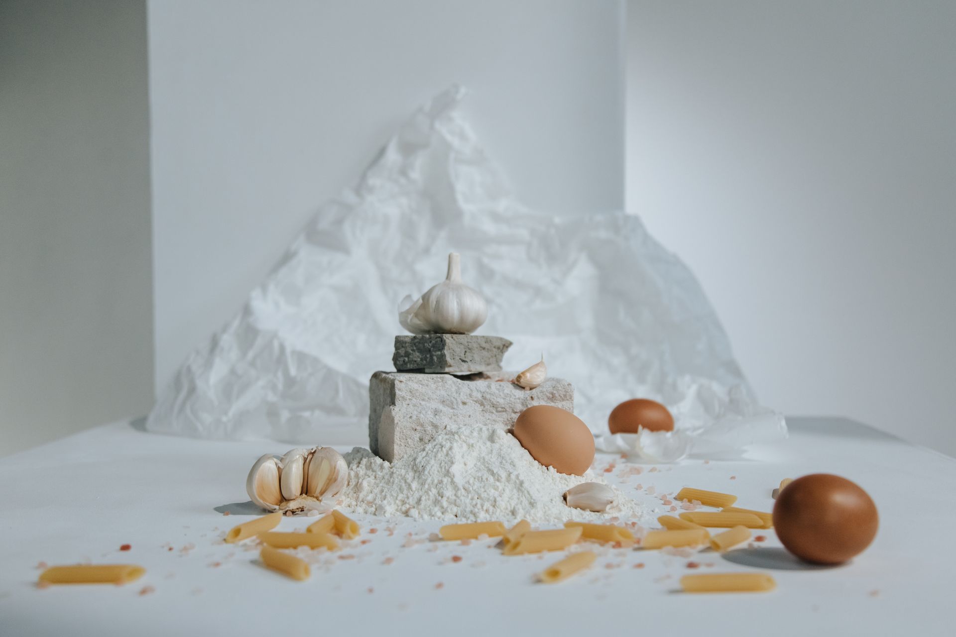 Scattered Ingredients for Italian Pasta
