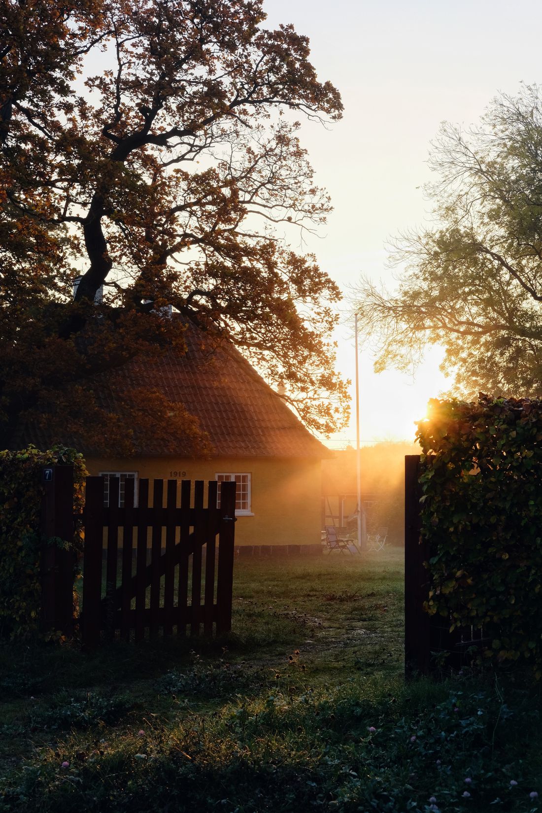 Countryside house at sunrise