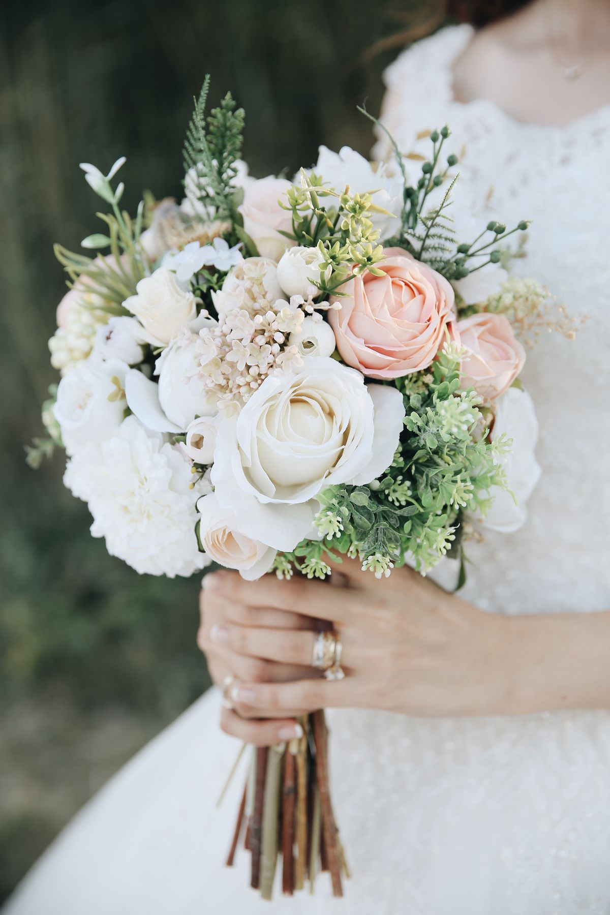 Fuzzy wire bridal bouquet made from chenille stems