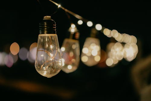 Free Light Bulb Turned on during Night Time Stock Photo