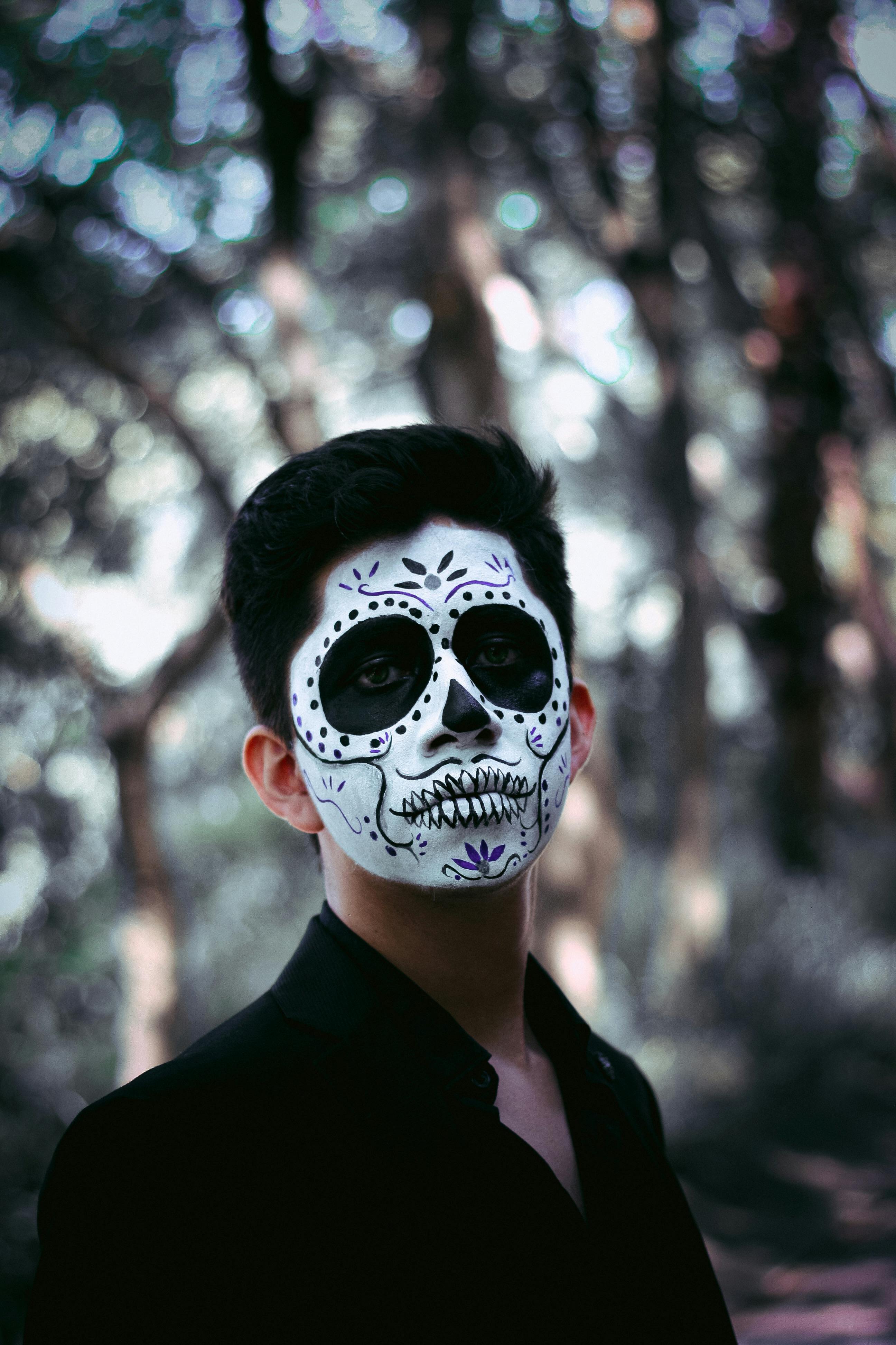 Portrait Of Man With Skull Face Paint · Free Stock Photo