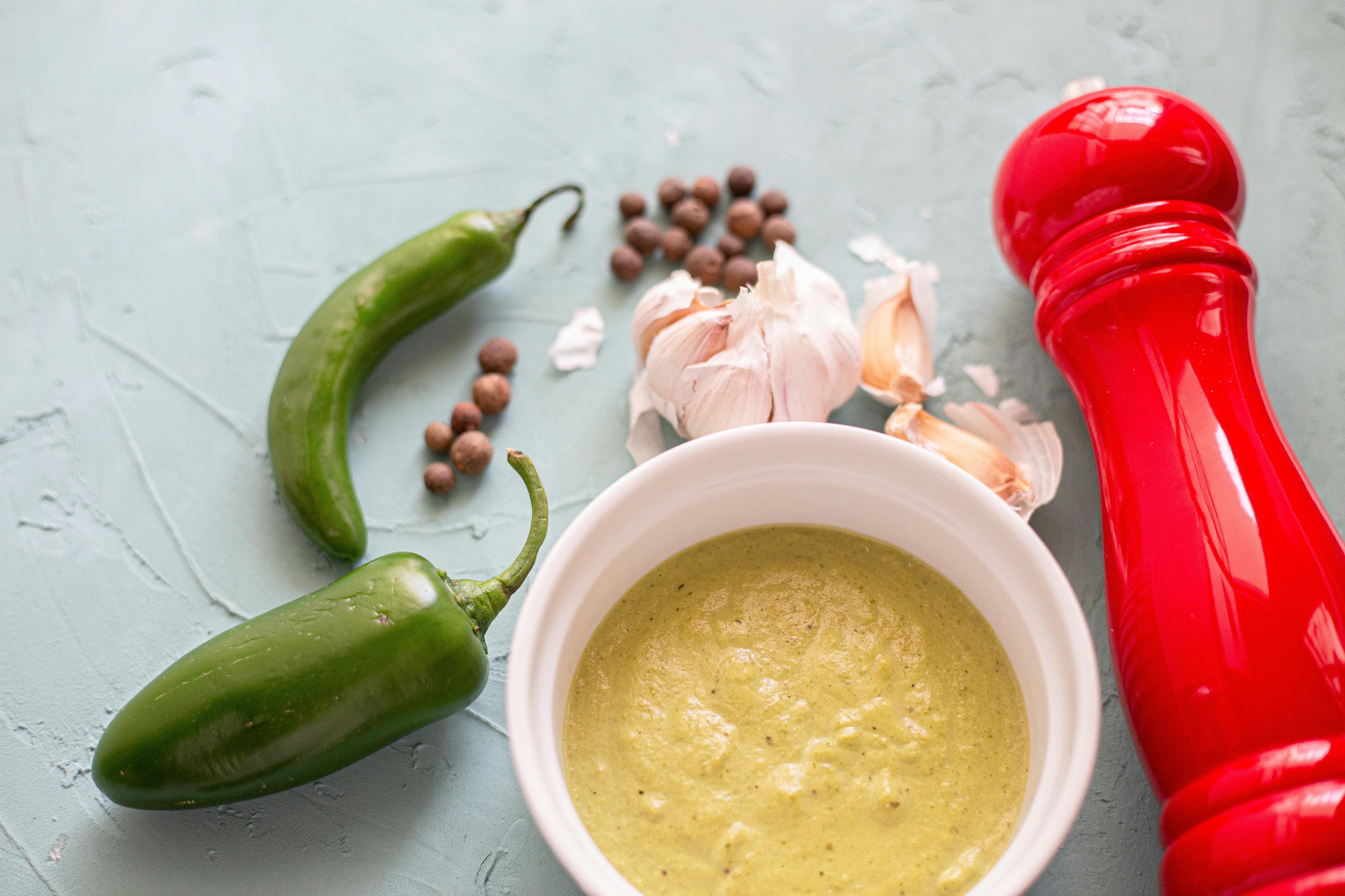 Soup, Green Peppers, Garlic, Grinder, Grains of Allspice · Free Stock Photo