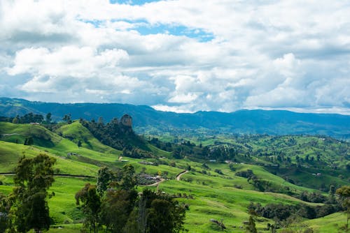 Free Drone Shot of a Scenic Countryside Stock Photo