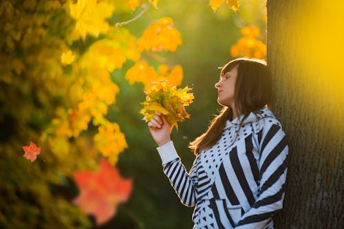 Free Woman Holding Leaves Stock Photo