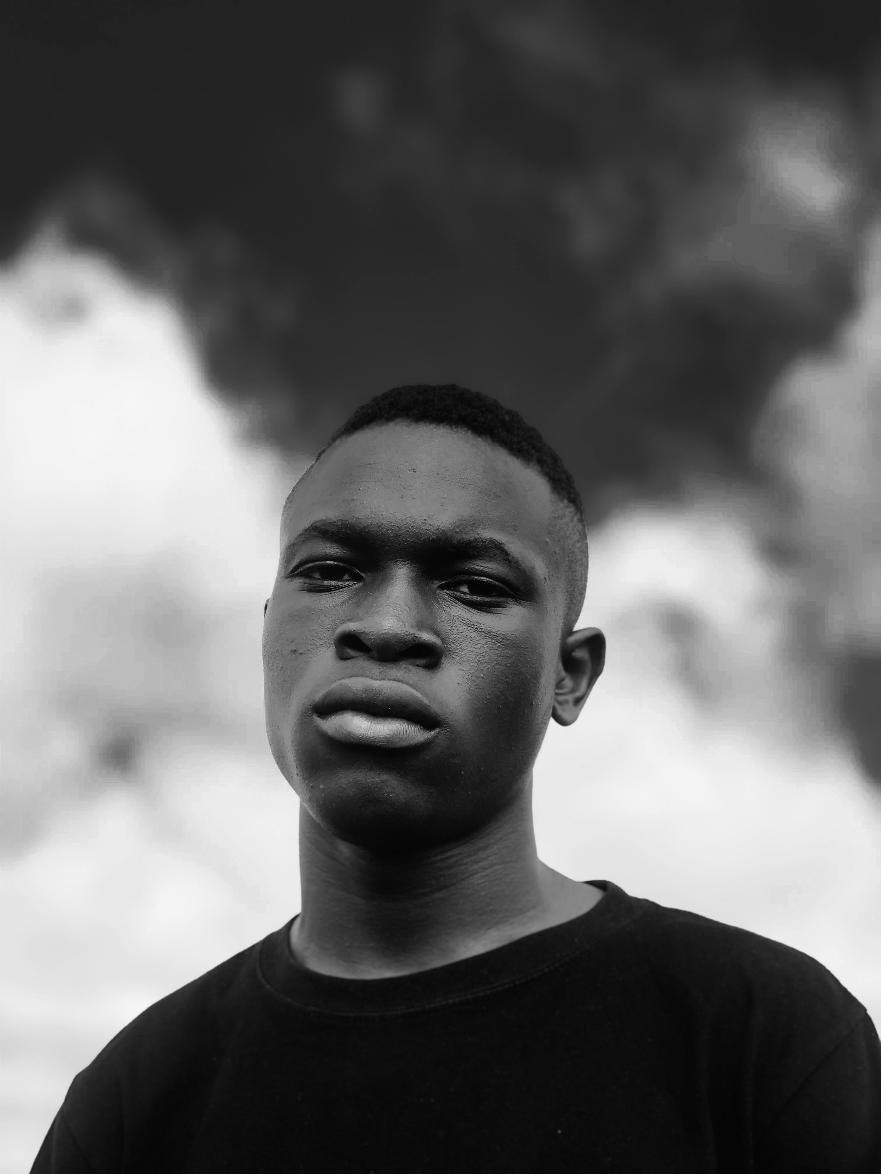 Grayscale Side View Portrait Photo of Man Posing with His Eyes Closed ...