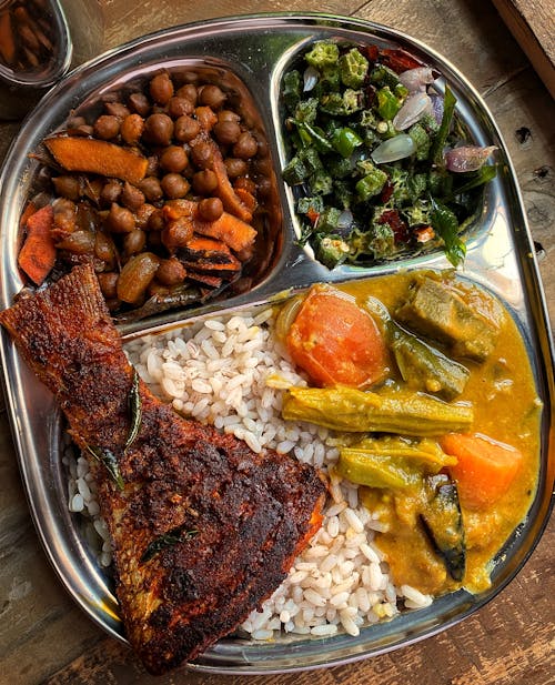 Cooked Food on Stainless Steel Tray