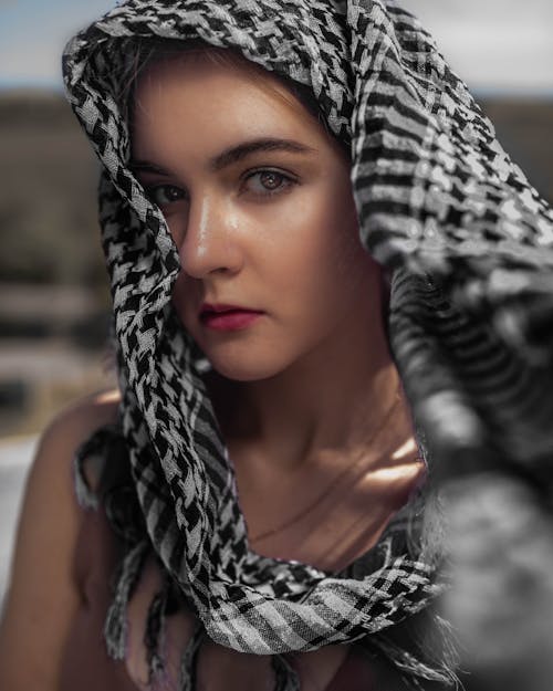 A Beautiful Woman Wearing a Headscarf